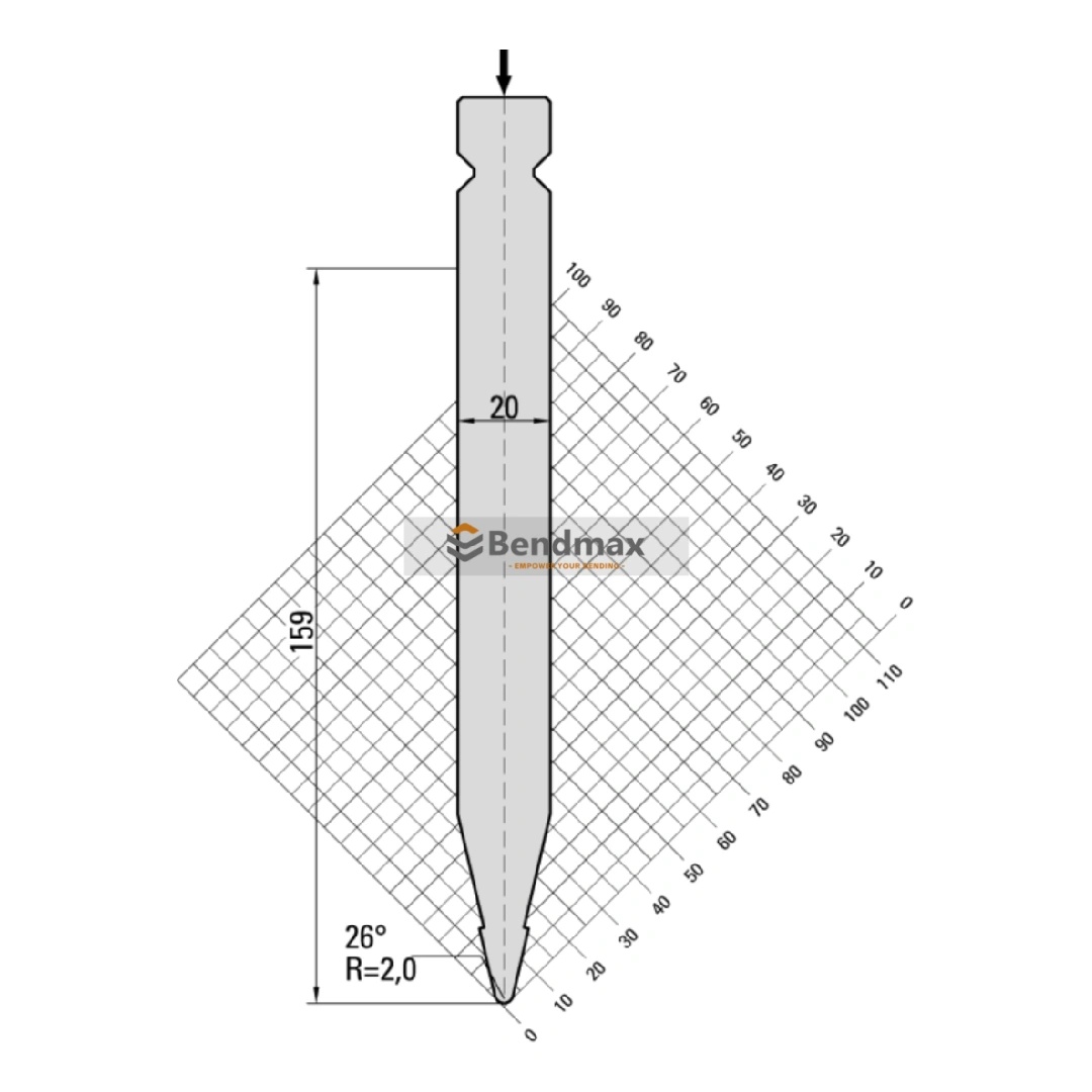 LVD system Type 1 style 26&deg;/R2.0/H159 Heavy Duty Punch NO.16.204
